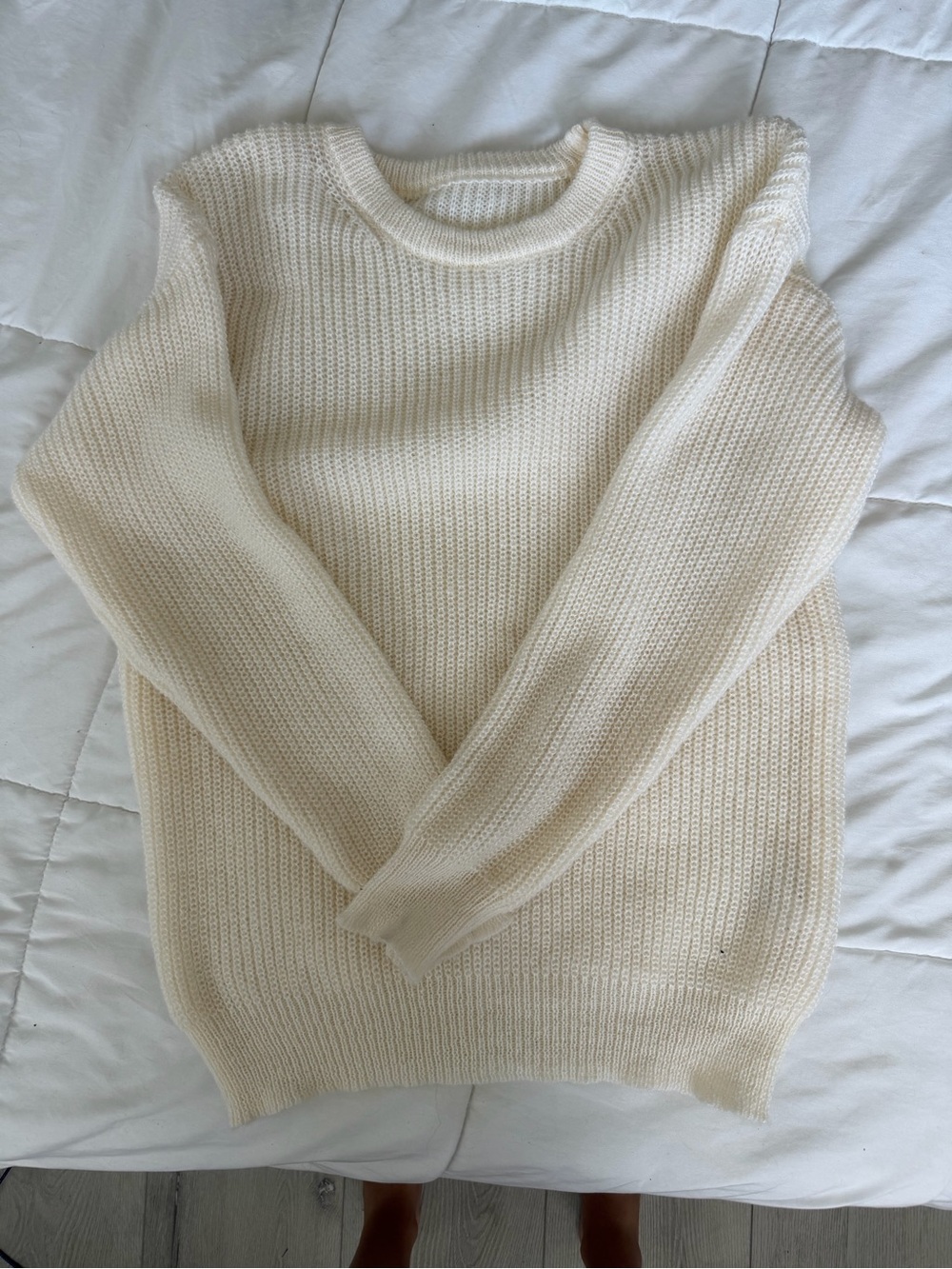 SHEIN Cream Crewneck Knit Sweater